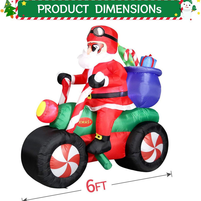 6ft wide top santa vintage tractor Christmas inflatable